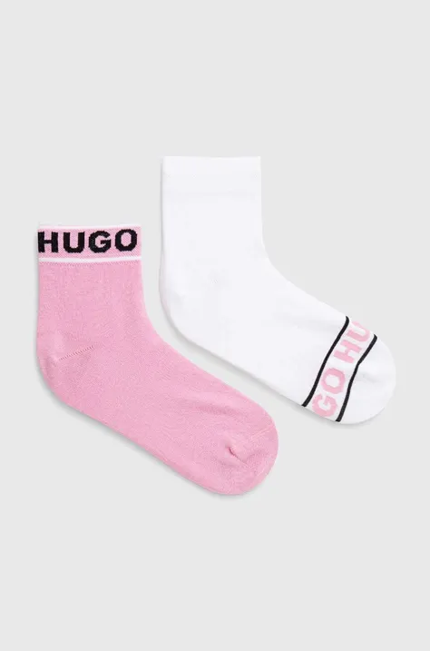 Ponožky HUGO 2-pack dámské, růžová barva, 50480337