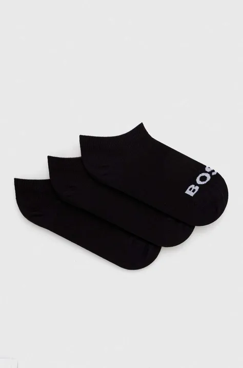 Ponožky BOSS 3-pak dámske, čierna farba