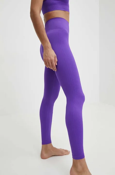 Legíny na jogu Casall Seamless Graphical Rib fialová farba, jednofarebné