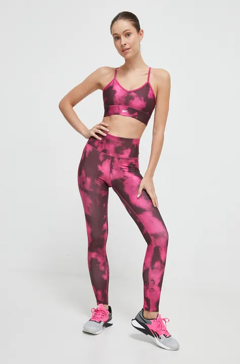 Reebok legginsy treningowe kolor różowy wzorzyste