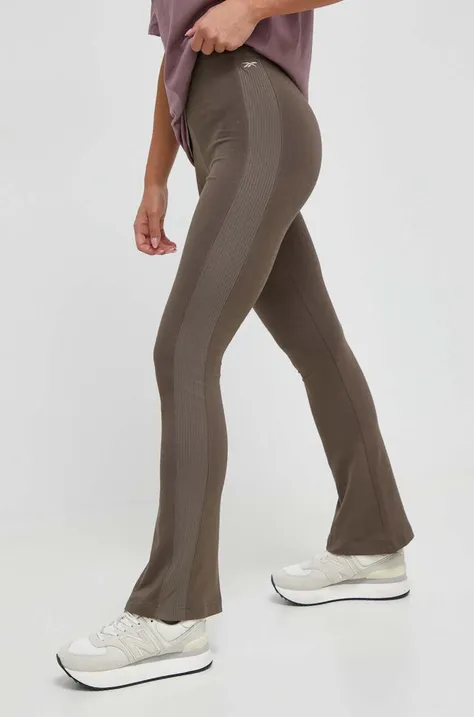 Reebok Classic legginsy damskie kolor brązowy gładkie