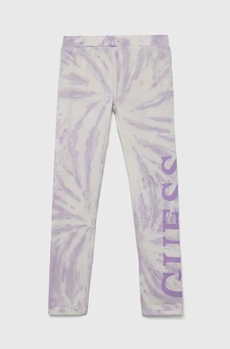 Guess legginsy dziecięce kolor fioletowy wzorzyste