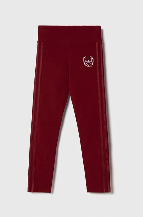 adidas Originals legginsy dziecięce kolor czerwony z aplikacją