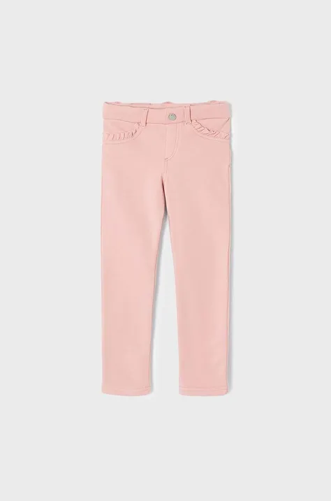 Дитячі штани Mayoral колір рожевий однотонні