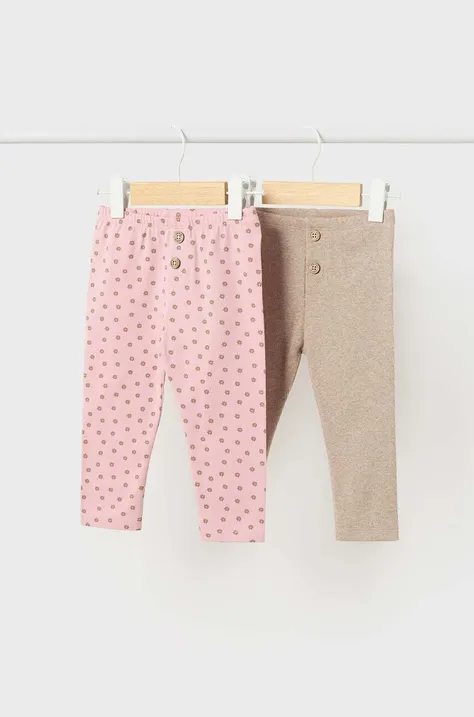 Mayoral legginsy niemowlęce 2-pack kolor różowy wzorzyste