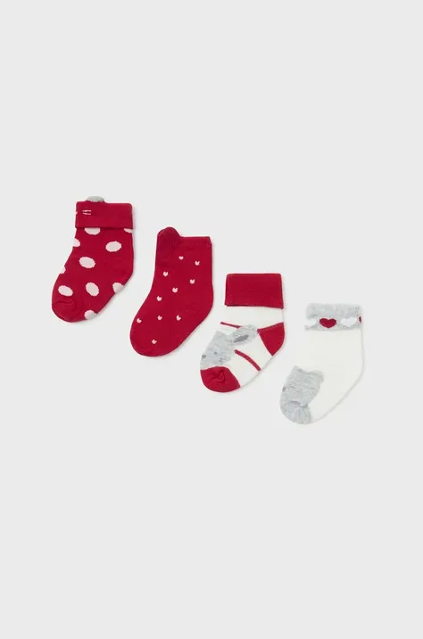 Ponožky pre bábätká Mayoral Newborn Gift box 4-pak červená farba
