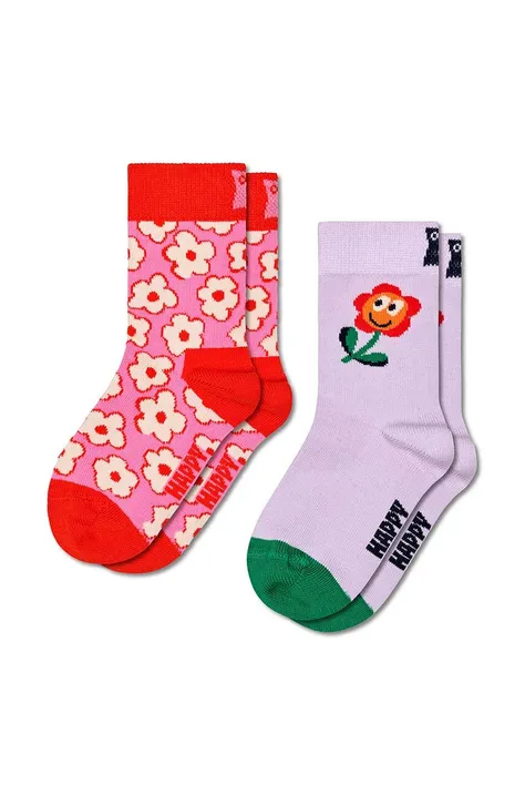 Otroške nogavice Happy Socks Flowers vijolična barva