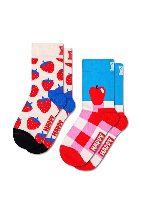 Happy Socks skarpetki dziecięce Fruit 2-pack kolor czerwony