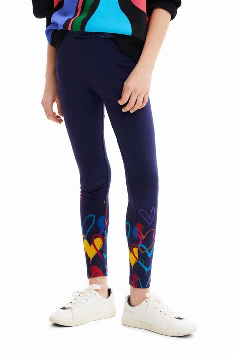 Desigual legginsy dziecięce kolor granatowy wzorzyste