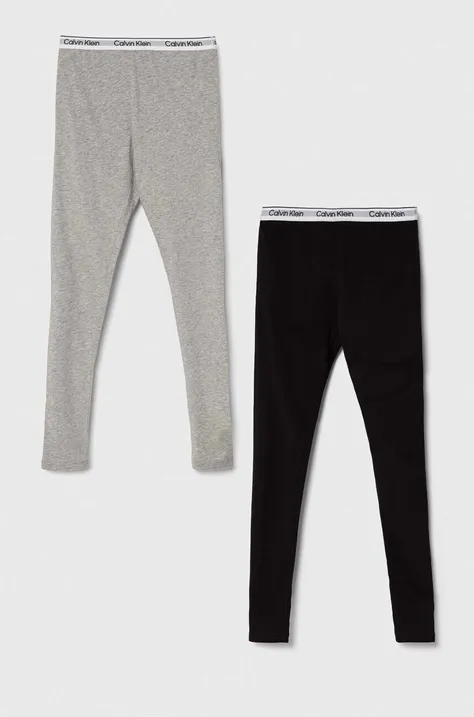 Detské bavlnené legíny Calvin Klein Underwear šedá farba, melanžové