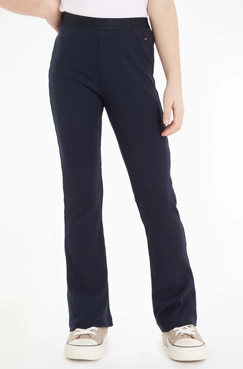 Tommy Hilfiger leggins copii culoarea albastru marin, neted