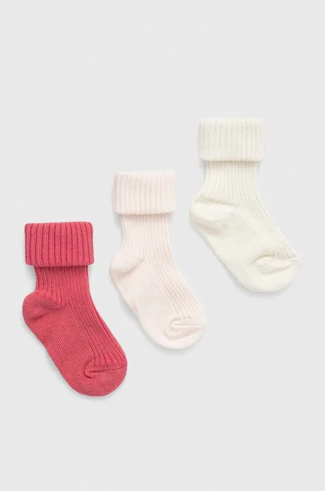 Шкарпетки для немовлят United Colors of Benetton 3-pack колір рожевий