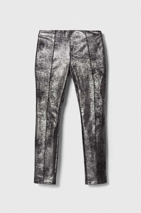 Guess pantaloni copii culoarea argintiu, neted