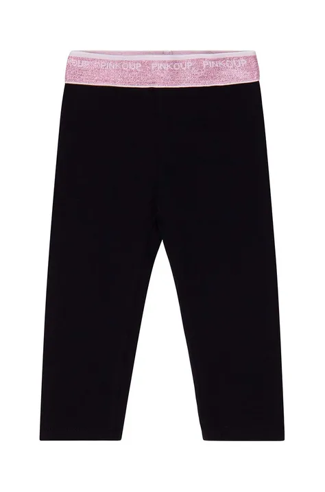 Pinko Up legginsy dziecięce kolor czarny gładkie