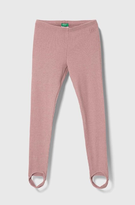 United Colors of Benetton leggins copii culoarea violet, neted