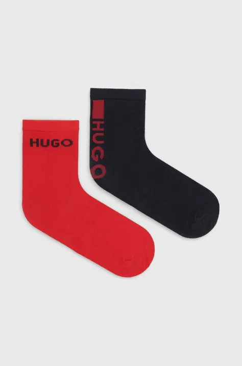 Otroške nogavice HUGO 2-pack rdeča barva