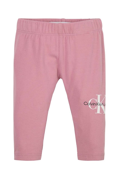 Calvin Klein Jeans leggins copii culoarea roz, cu imprimeu