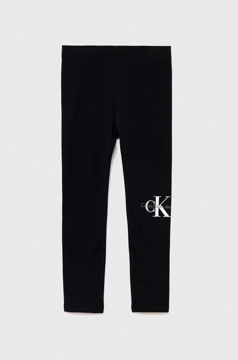 Calvin Klein Jeans gyerek legging fekete, nyomott mintás