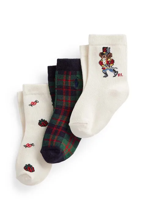 Detské ponožky Polo Ralph Lauren 3-pak béžová farba