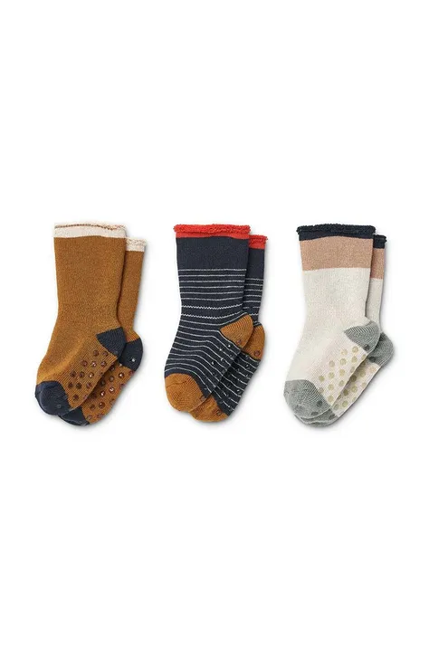 Detské ponožky Liewood 3-pak tmavomodrá farba