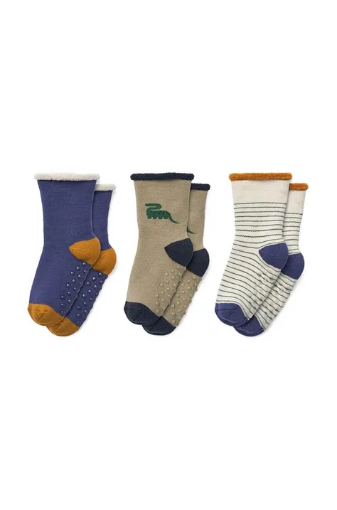 Detské ponožky Liewood 3-pak hnedá farba