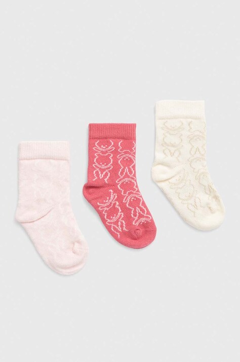 Дитячі шкарпетки United Colors of Benetton 3-pack колір рожевий