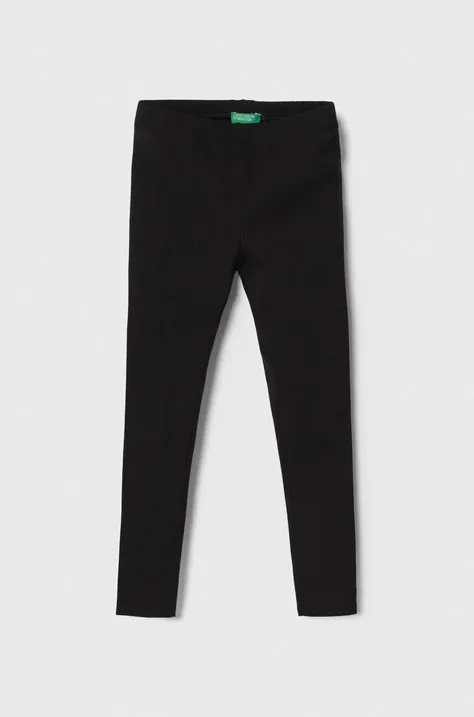 United Colors of Benetton legginsy dziecięce kolor czarny gładkie