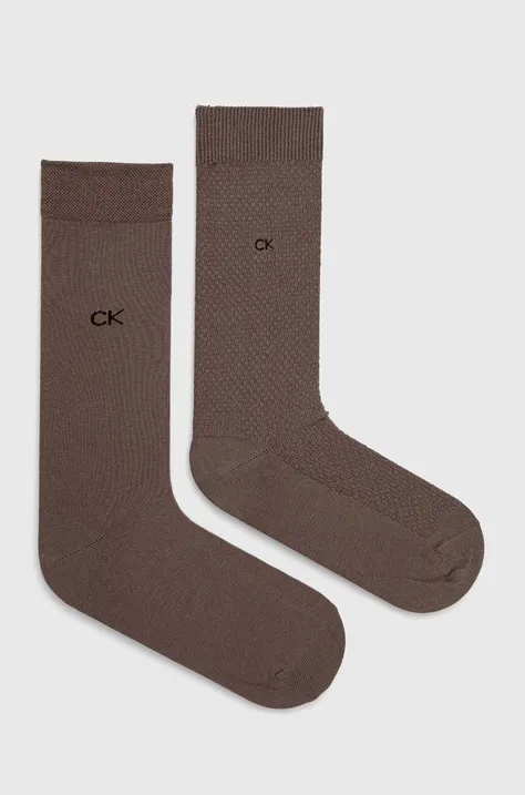 Ponožky Calvin Klein 2-pak pánske, šedá farba