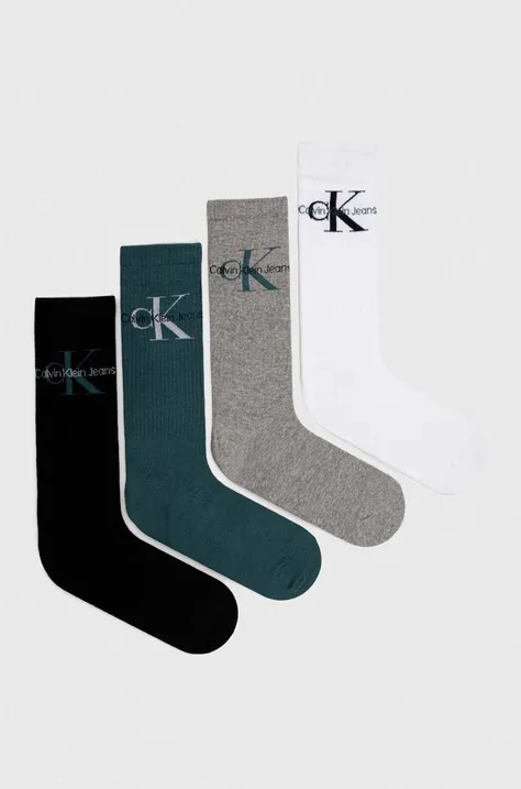 Ponožky Calvin Klein Jeans 4-pak pánske, zelená farba