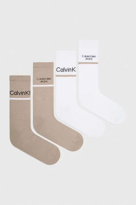 Ponožky Calvin Klein Jeans 4-pak pánske, béžová farba