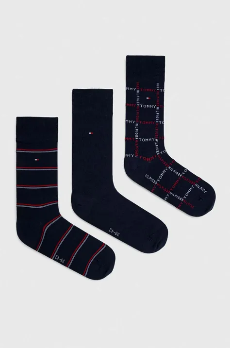 Ponožky Tommy Hilfiger 3-pak pánske, tmavomodrá farba