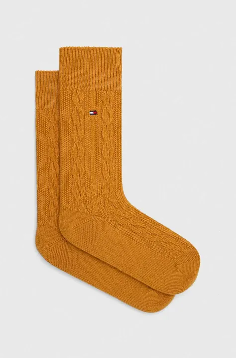 Μάλλινες κάλτσες Tommy Hilfiger χρώμα: κίτρινο