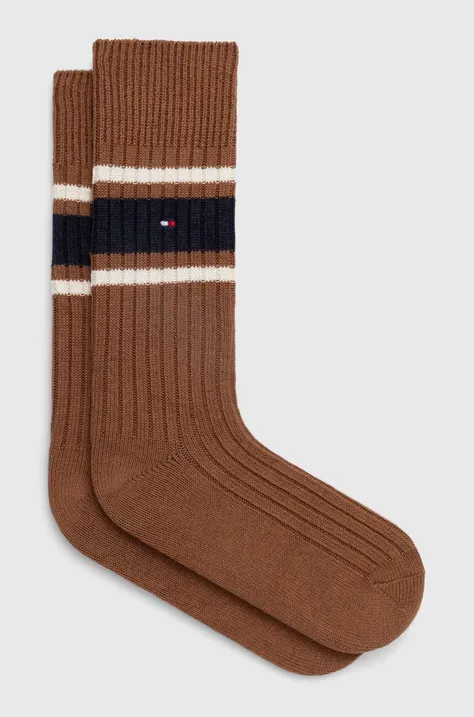 Μάλλινες κάλτσες Tommy Hilfiger χρώμα: καφέ