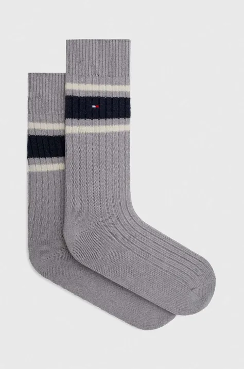 Vlněné ponožky Tommy Hilfiger šedá barva