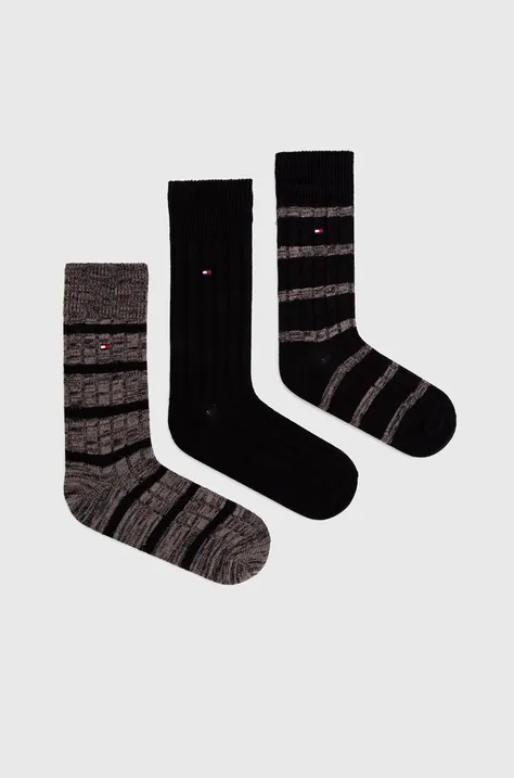 Ponožky Tommy Hilfiger 3-pak pánske, čierna farba