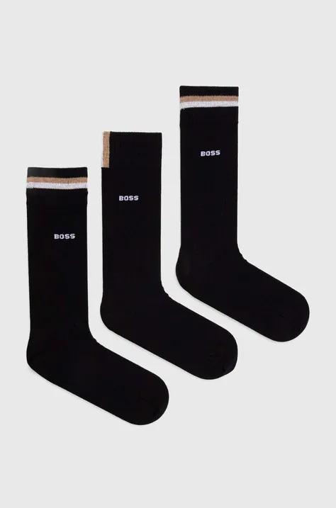 Čarape BOSS 3-pack za muškarce, boja: crna
