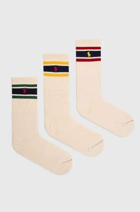 Κάλτσες Polo Ralph Lauren 3-pack χρώμα: μπεζ
