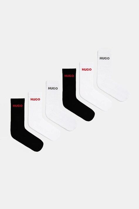 Ponožky HUGO 6-pack pánské, bílá barva
