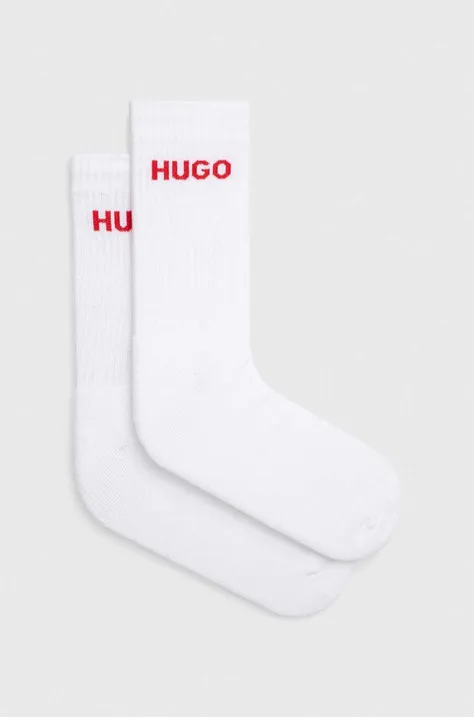 Ponožky HUGO 6-pack pánské, bílá barva