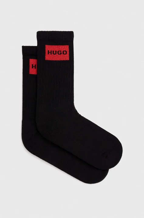 Nogavice HUGO 2-pack moški, črna barva