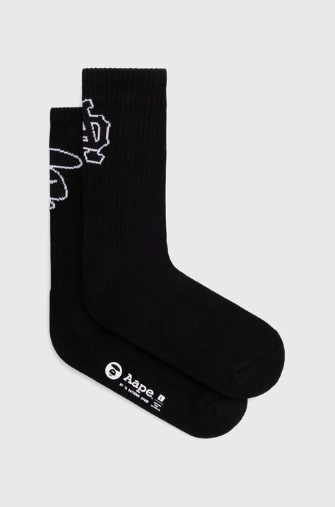 AAPE socks Rib w/ College Logo men's black color ASO5238