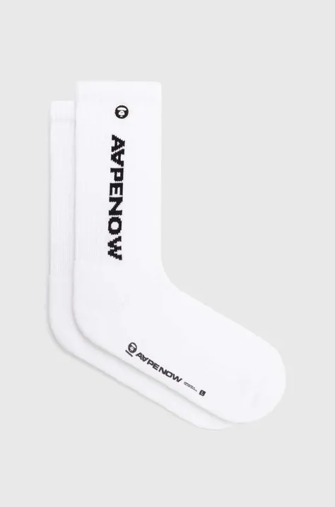 Ponožky AAPE Rib pánske, biela farba, AS04867