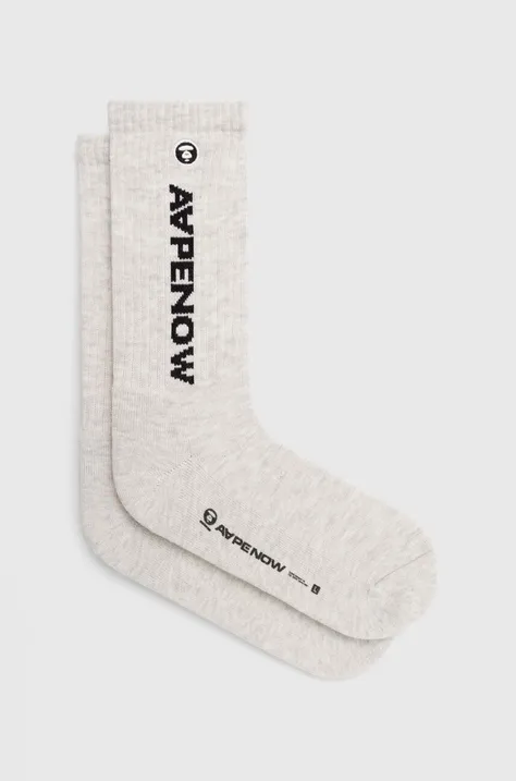 AAPE socks Rib men's gray color AS04867