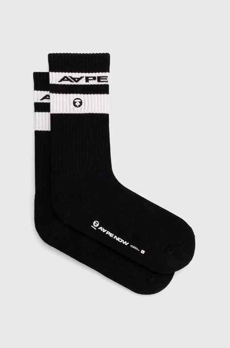 AAPE socks Rib w/ Stripe men's black color ASO5135