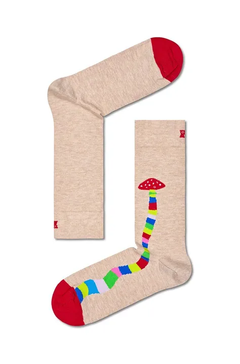 Happy Socks skarpetki Mushroom Sock kolor beżowy