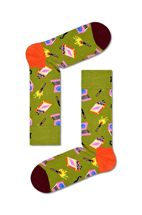 Ponožky Happy Socks Matches Sock zelená farba