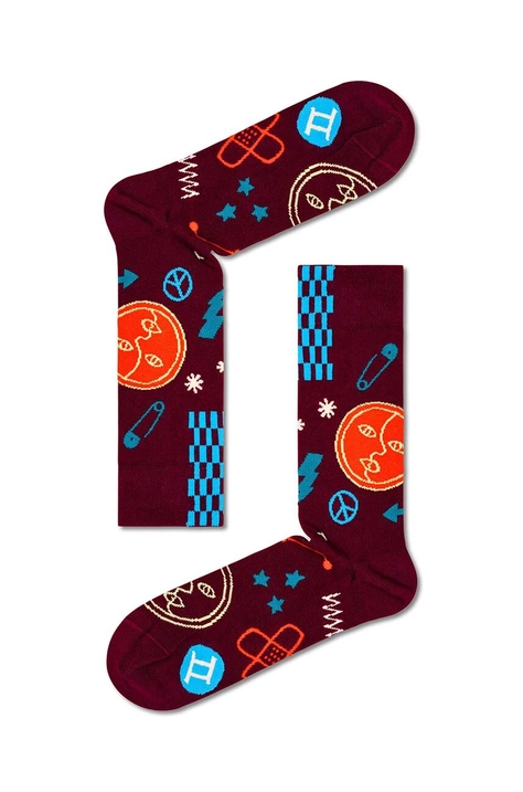 Шкарпетки Happy Socks Zodiac Gemini колір бордовий