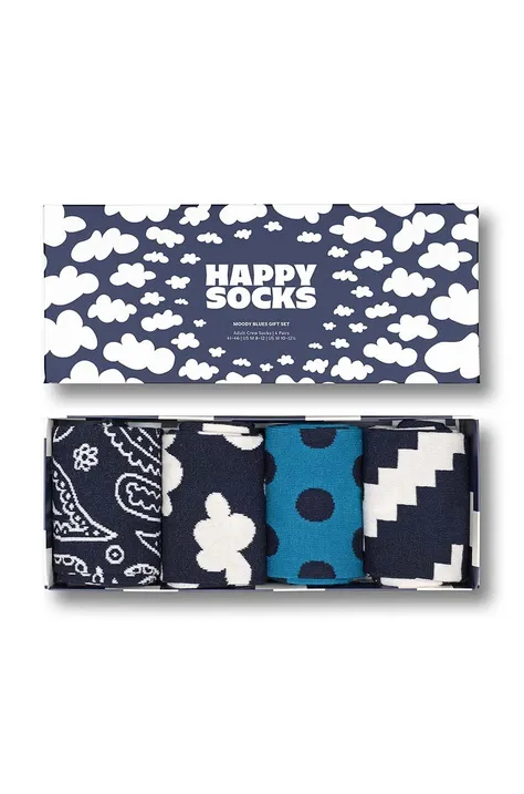 Nogavice Happy Socks Moody Blues Socks 4-pack mornarsko modra barva