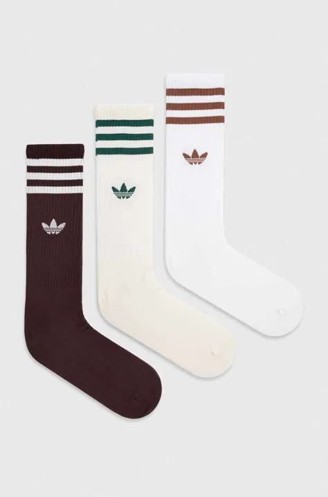 Κάλτσες adidas Originals 3-pack χρώμα: μπεζ