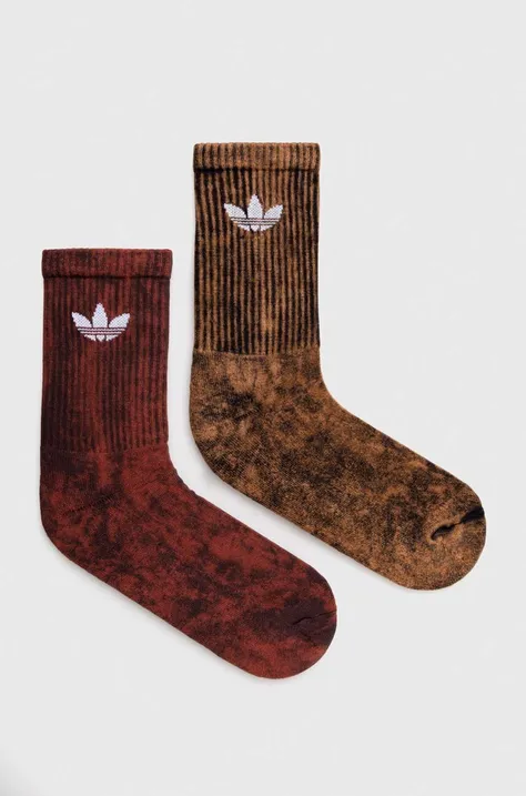 Ponožky adidas Originals 2-pak hnedá farba